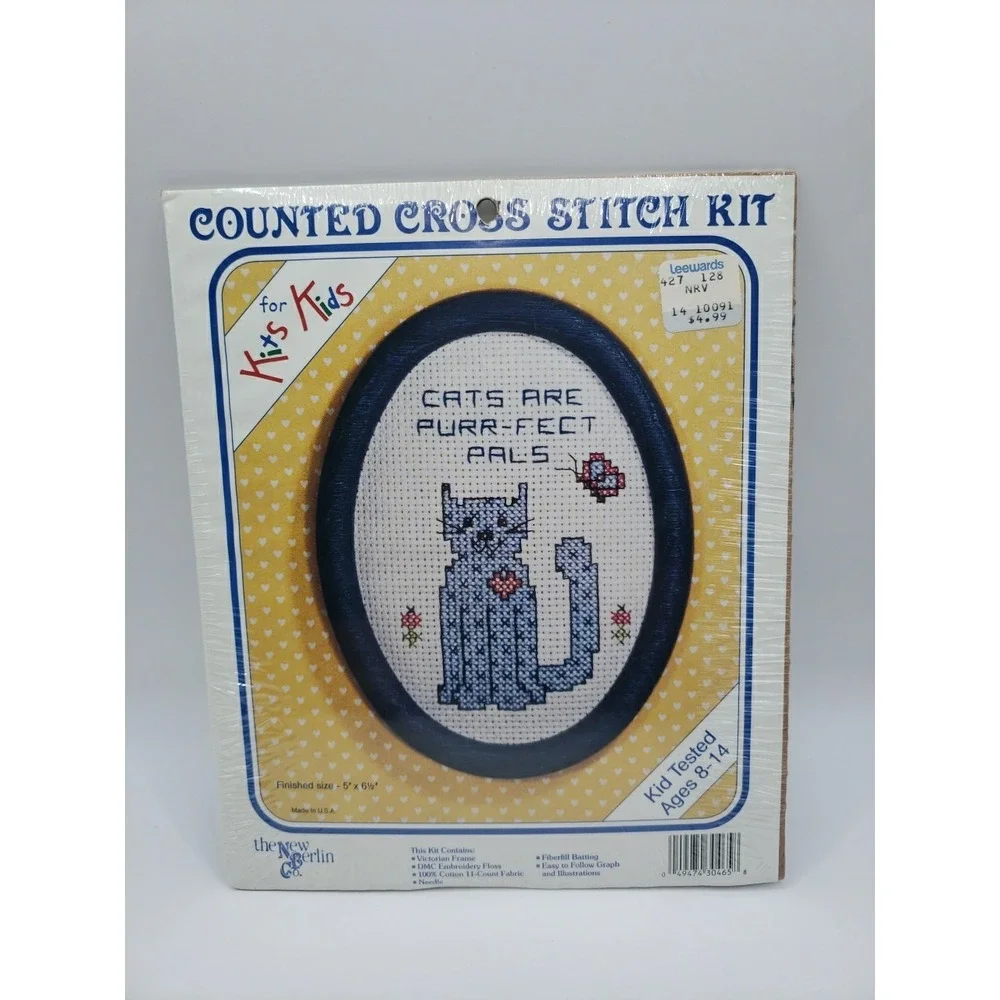 The New Berlin Co Kits for Kids Counted Cross Stitch Kit Cats are Purr-fect Pals